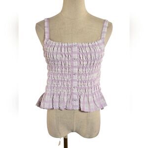 Vestique Lavender Purple And White Smocked Women's Top